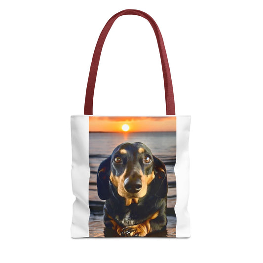 Dachshund Sunset Tote Bag – Cute Beach Dog Canvas Tote