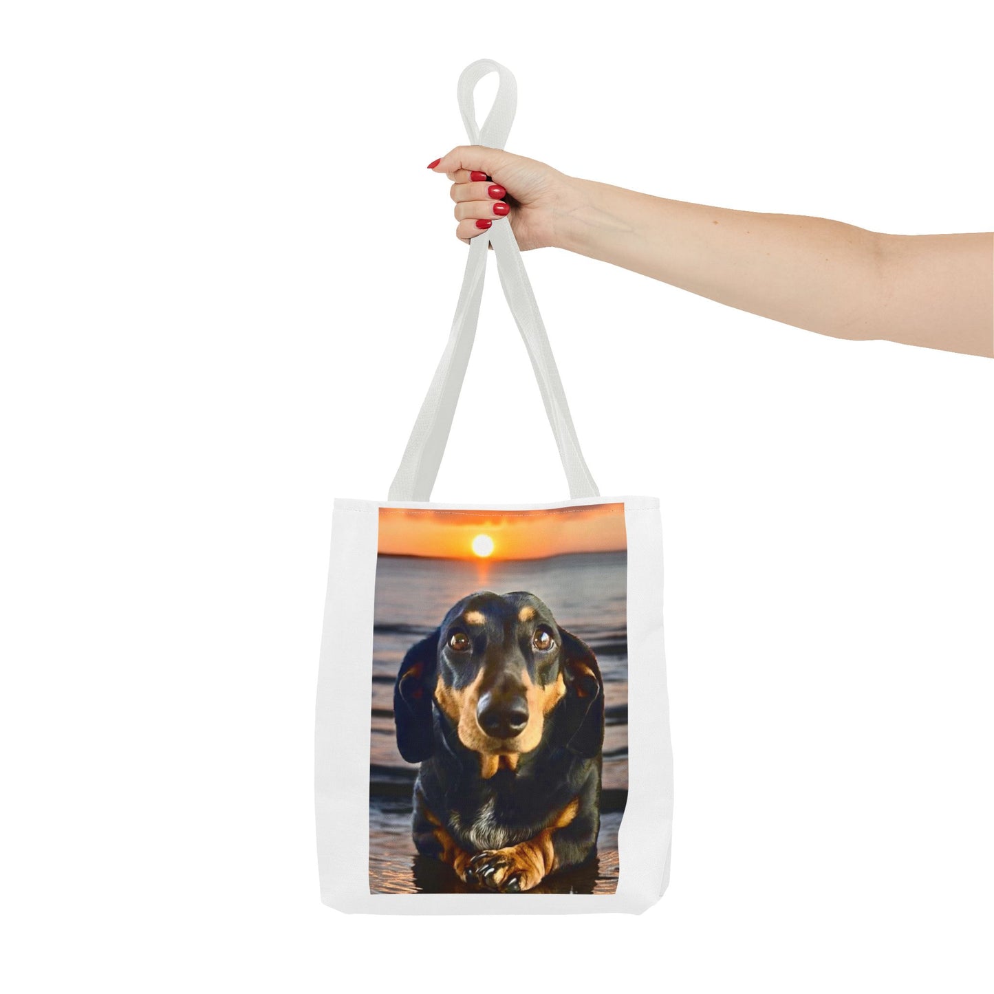 Dachshund Sunset Tote Bag – Cute Beach Dog Canvas Tote