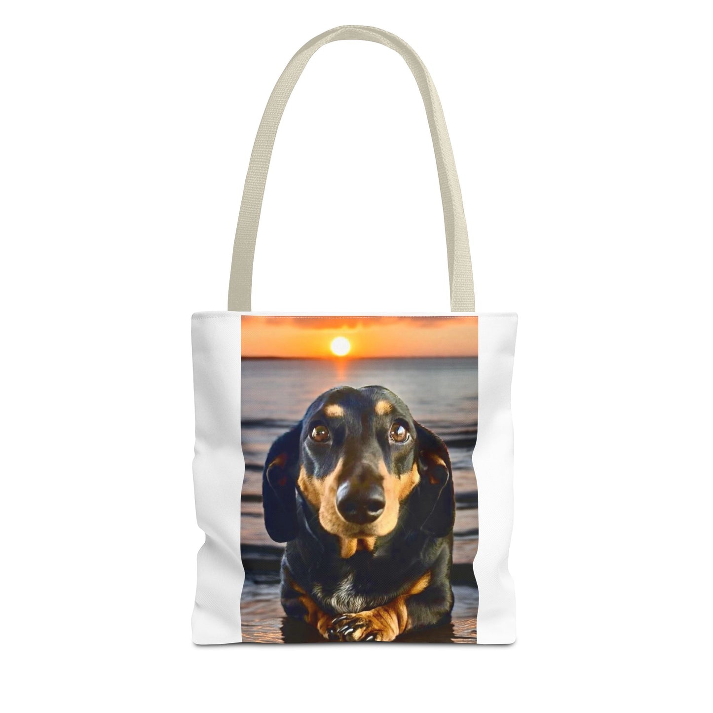 Dachshund Sunset Tote Bag – Cute Beach Dog Canvas Tote