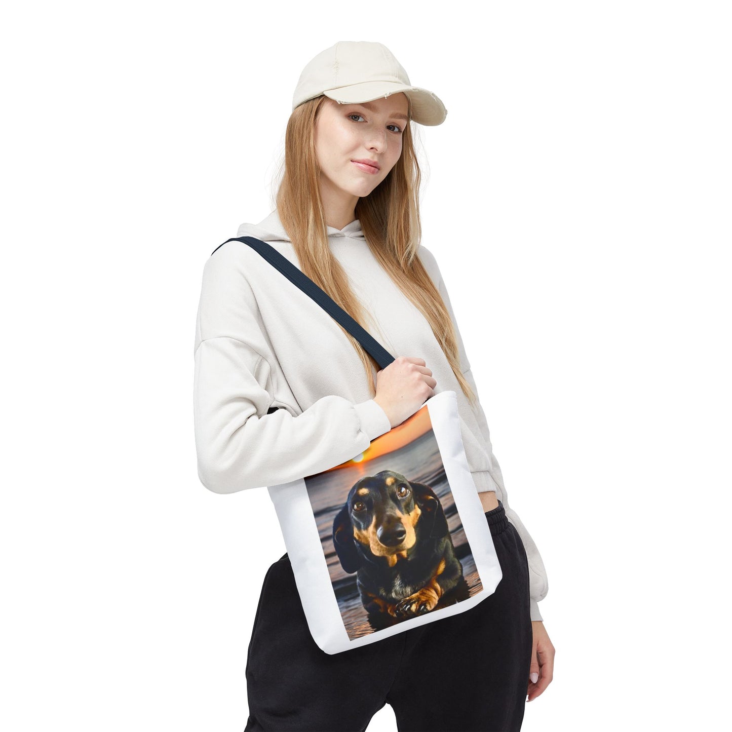 Dachshund Sunset Tote Bag – Cute Beach Dog Canvas Tote