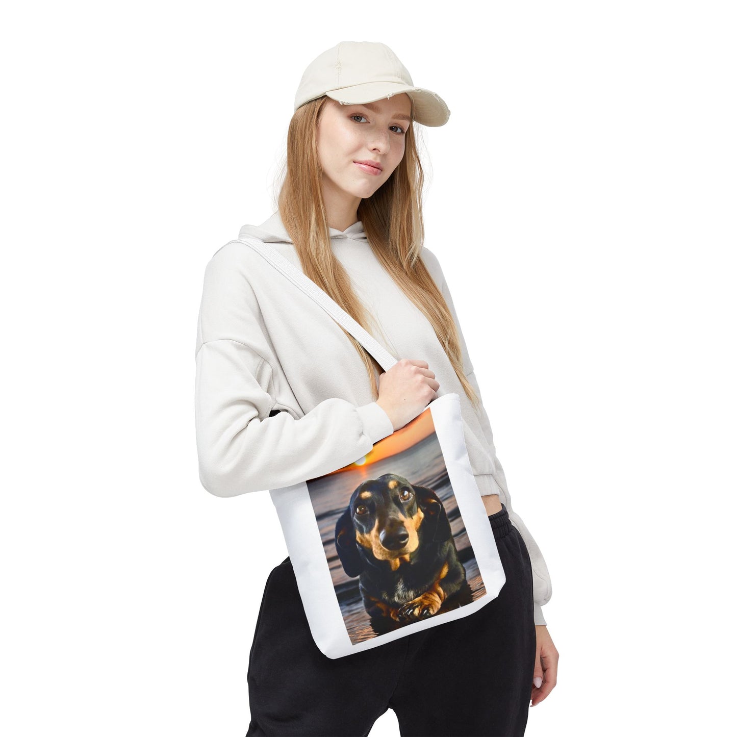 Dachshund Sunset Tote Bag – Cute Beach Dog Canvas Tote