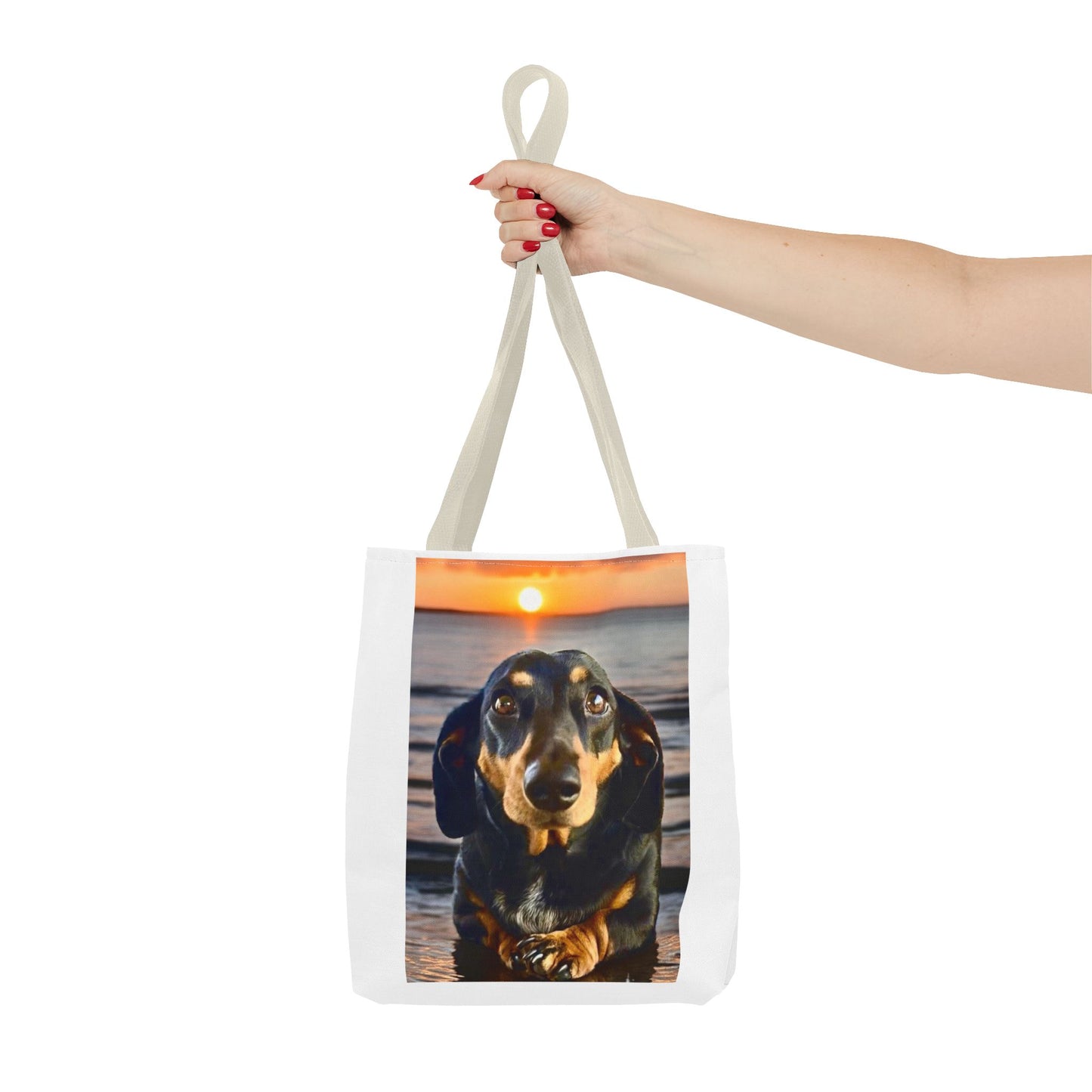Dachshund Sunset Tote Bag – Cute Beach Dog Canvas Tote