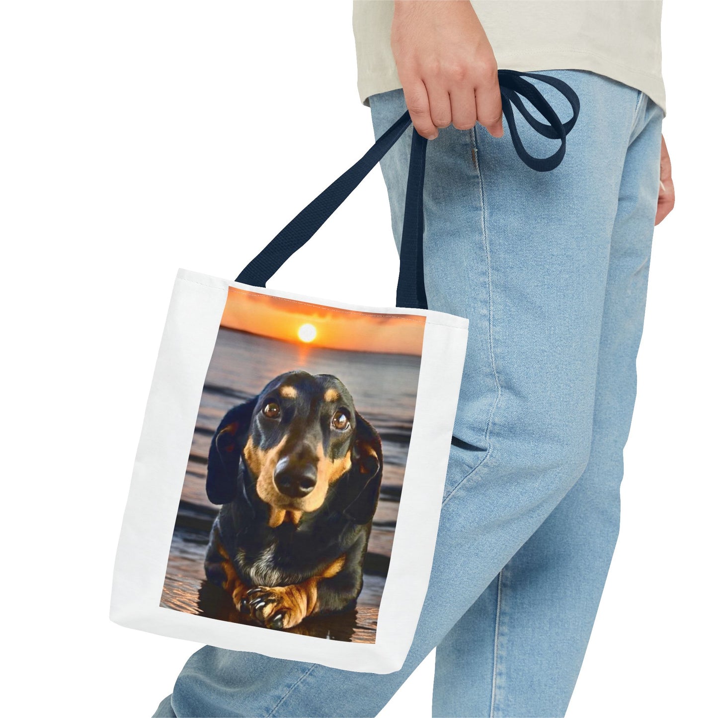 Dachshund Sunset Tote Bag – Cute Beach Dog Canvas Tote