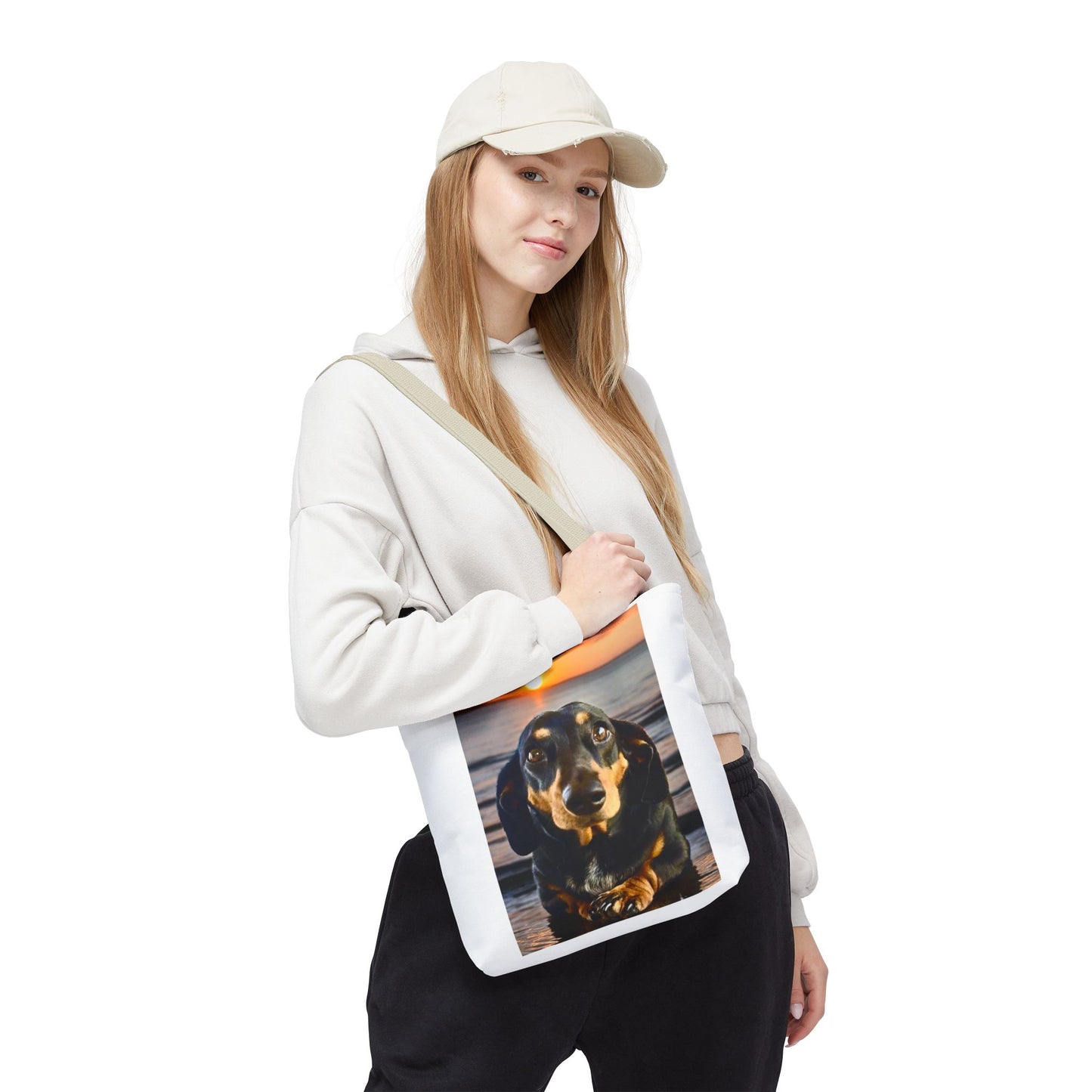 Dachshund Sunset Tote Bag – Cute Beach Dog Canvas Tote