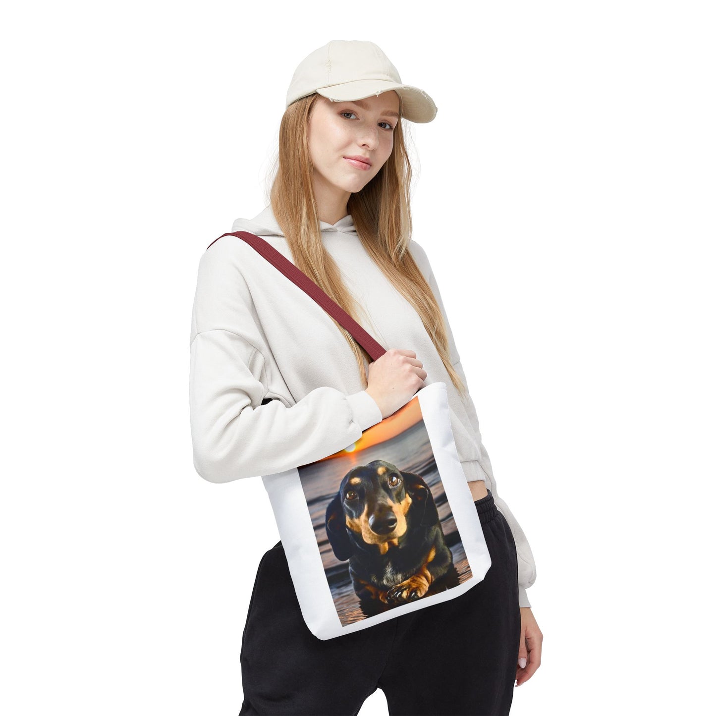 Dachshund Sunset Tote Bag – Cute Beach Dog Canvas Tote